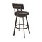 Armen Living Jinab Swivel Bar Stool in Brown Metal with Brown Faux Leather 840254335257 - alternate 3